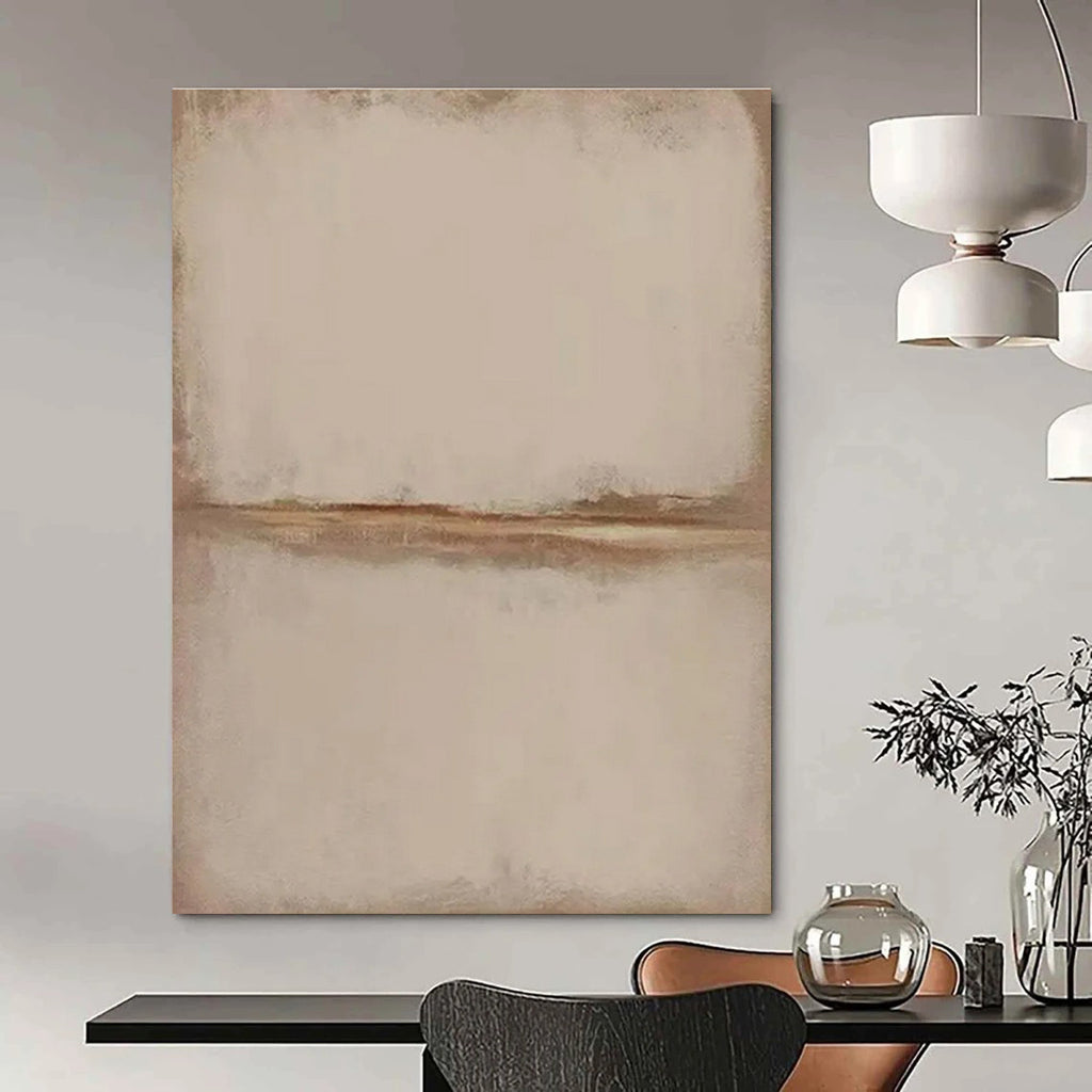Beige and Brown Minimalist Abstract Painting for Timeless Home Offices HENG494