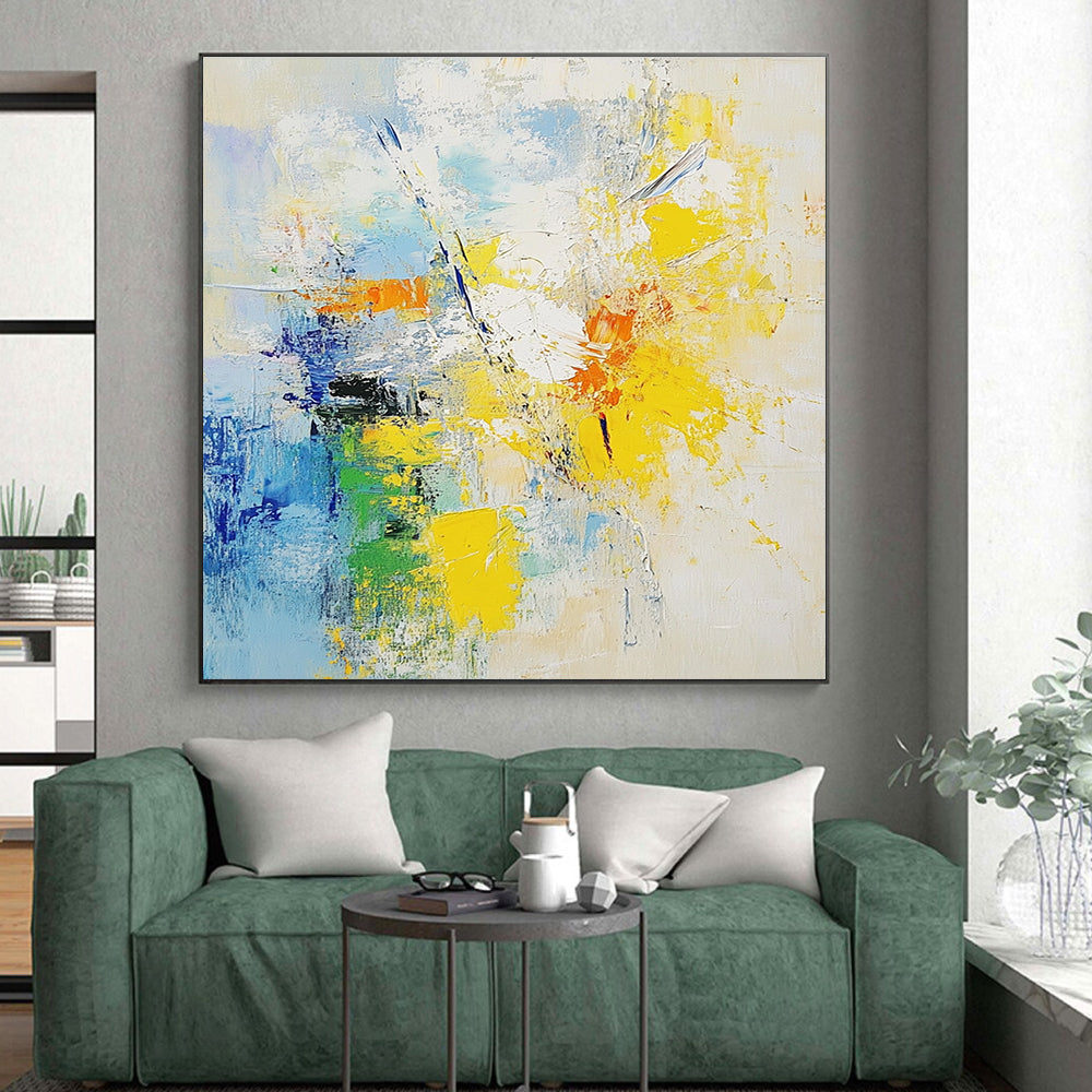 Blue Yellow Orange Abstract Painting with Cheerful Energy WINK486