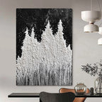 White Powder Trees Whimsical Abstract Painting for Cozy Corners GAB1536