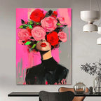 Woman with Floral Headpiece Bold Abstract Painting for Fashion - Forward Spaces GAB1437