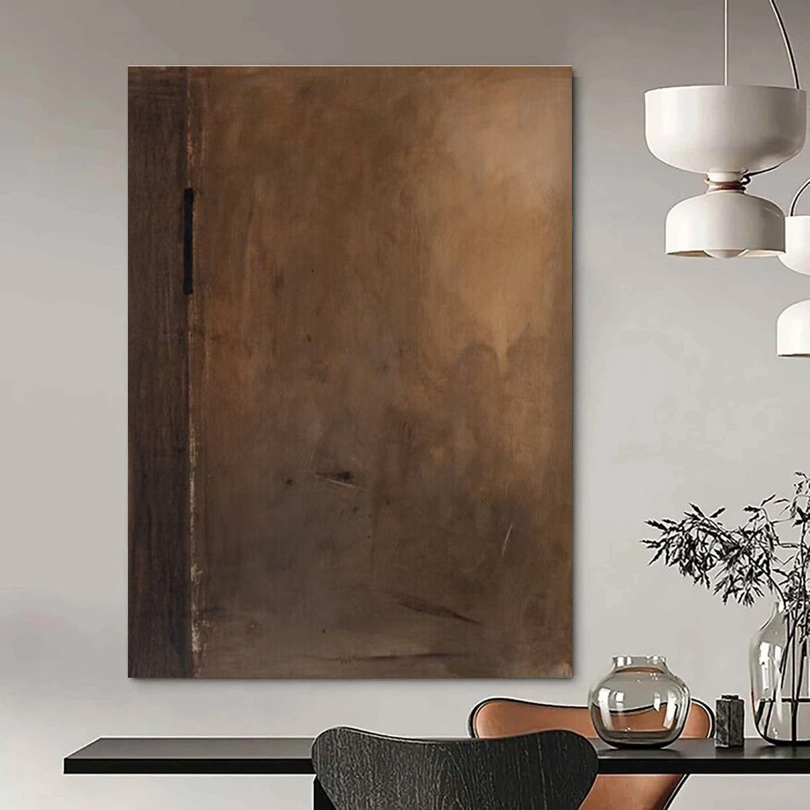 Dark Brown Abstract Composition Painting for Moody Home Theaters HENG514