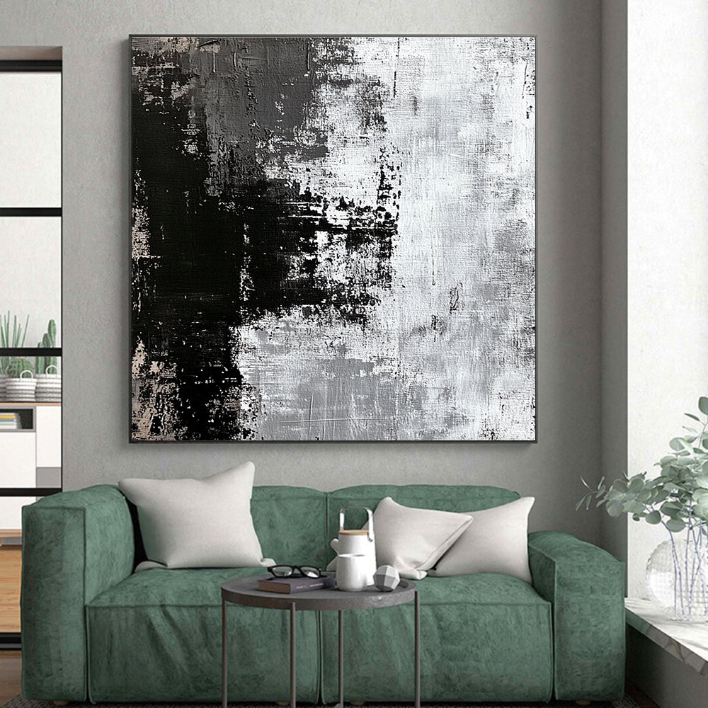 Black - White Abstract Textures Painting with Dramatic Contrast WINK425