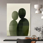Green Silhouette Couple Abstract Painting of Subtle Togetherness GAB0211