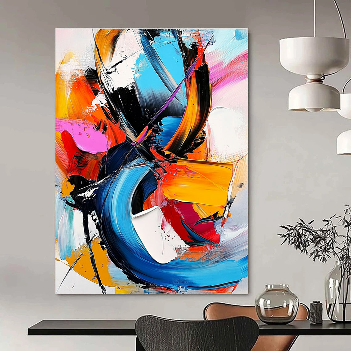Vibrant Color Fusion Abstract Painting for Creative Coworking Spaces GAB0855