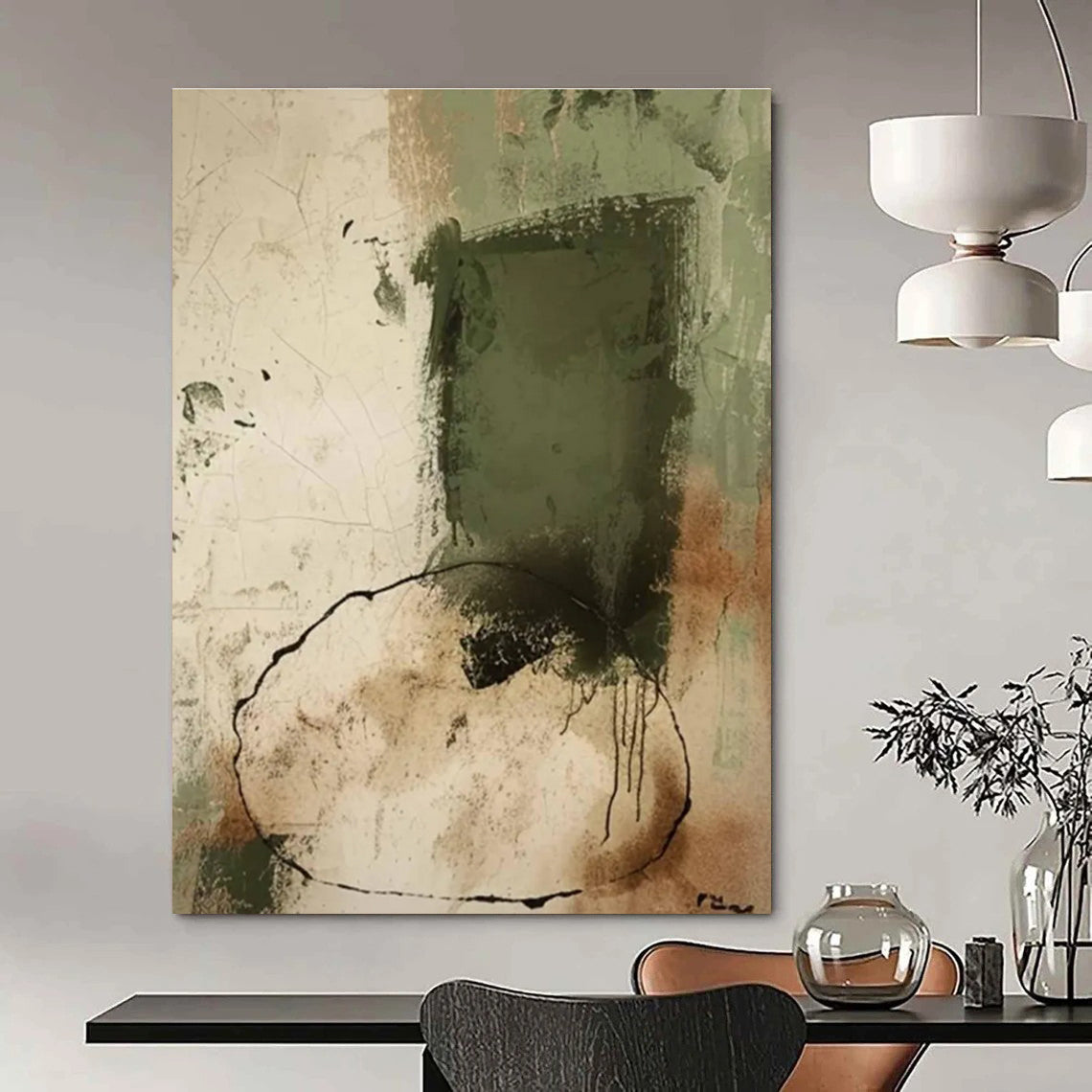 Earth - Toned Abstract Composition Painting for Rustic - Style Dining Rooms HENG499