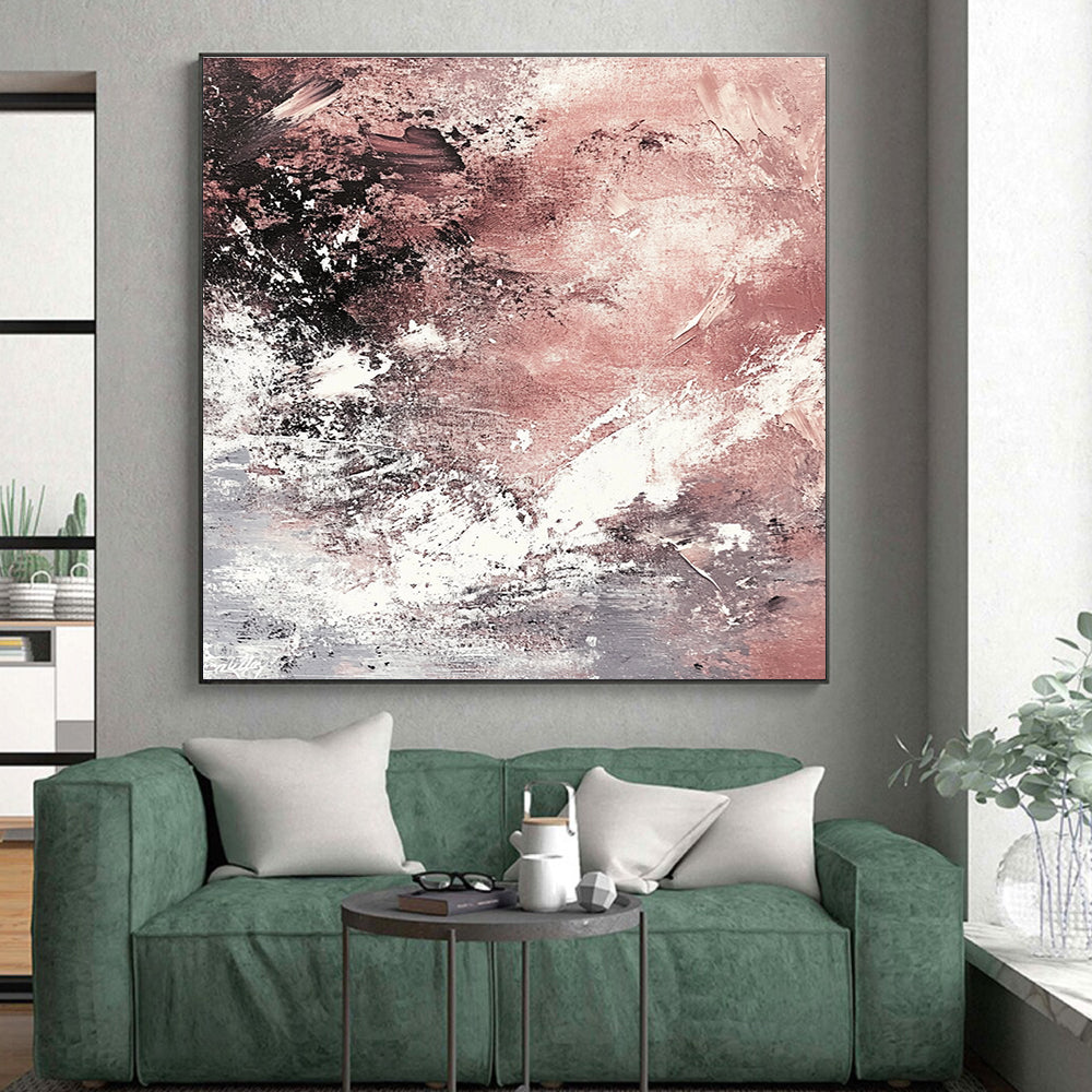 Pink Black White Abstract Painting with Soft Edge WINK745