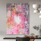 Pink and Gray Abstract Painting for Romantic Living Spaces HENG470