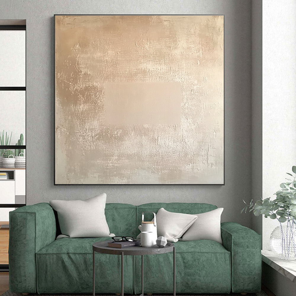 Beige Textured Minimalism Abstract Painting with Subtle Sophistication WINK085