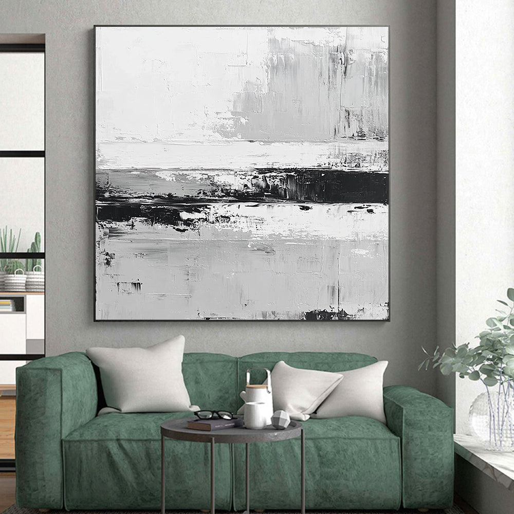 Monochrome Abstract Stripes Painting with Subtle Drama WINK361