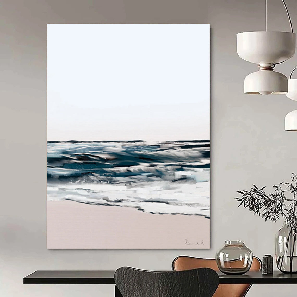 Abstract Coastal Scene Painting for Beachfront Home Living Rooms HENG208