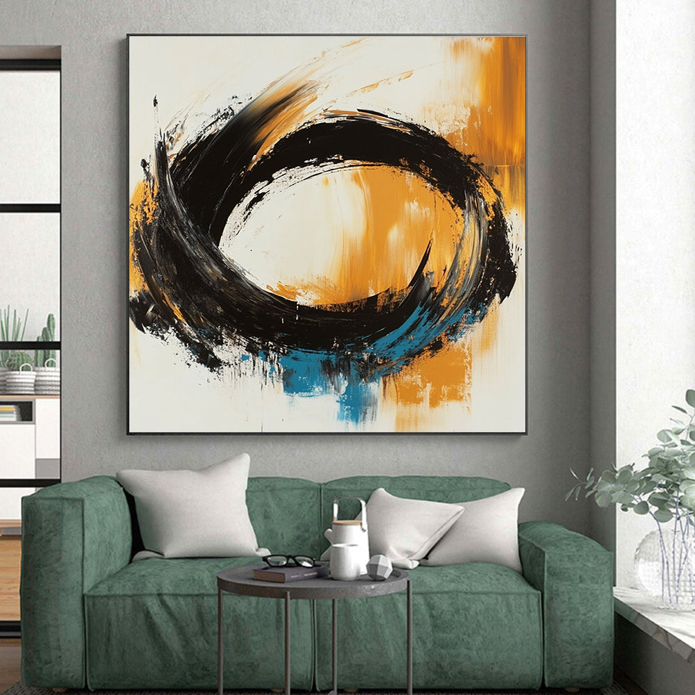 Bold Circular Abstract Painting with Dynamic Motion WINK767