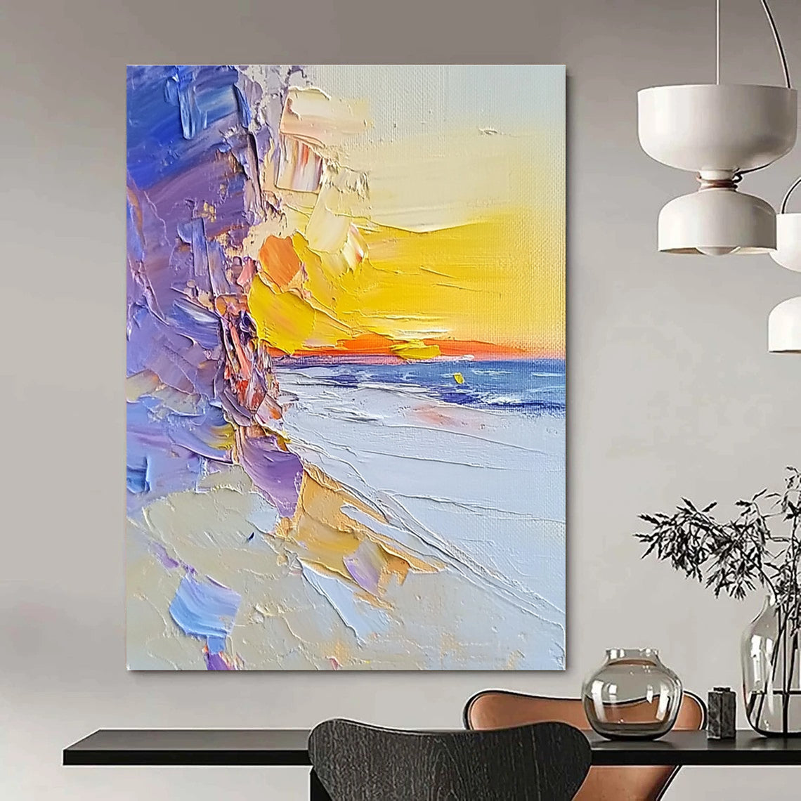 Colorful Beach Sunset - Vibrant Coastal Abstract Painting GAB0633