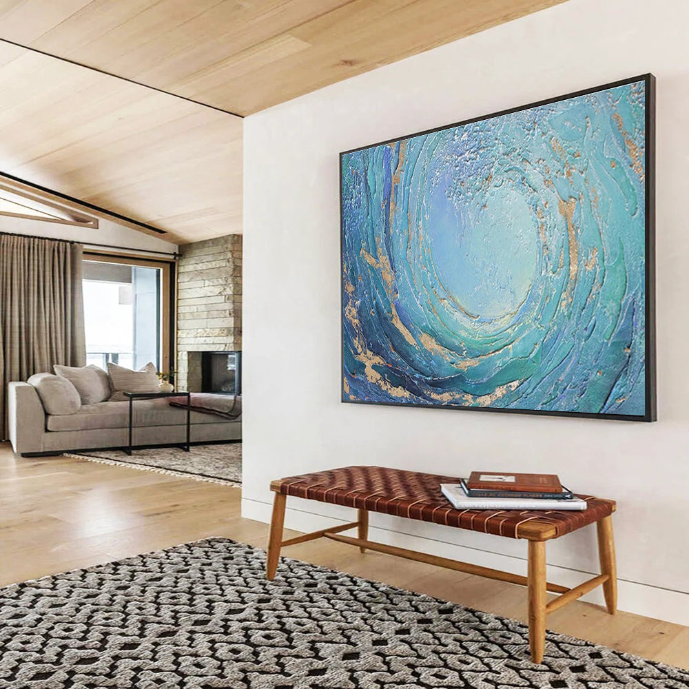 Swirling Sea Abstract Painting for Nautical - Themed Bars YHT256