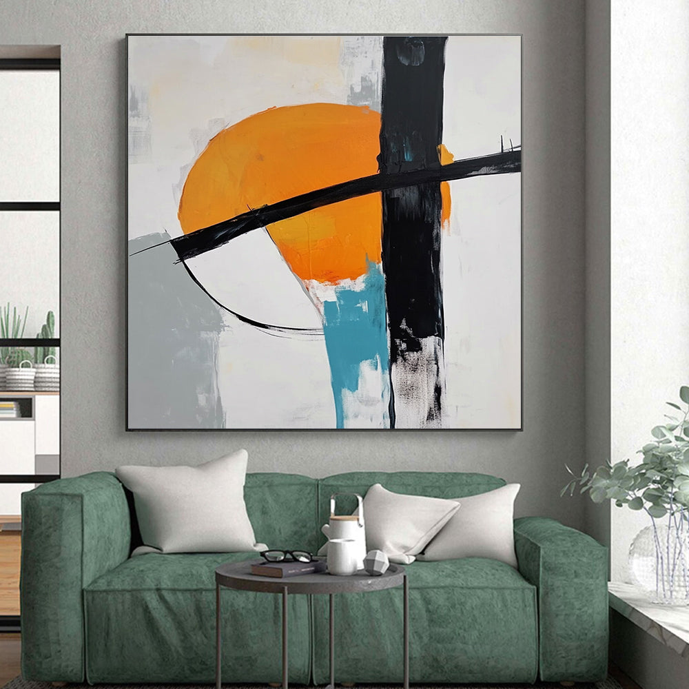 Orange Black Abstract Painting with Bold Statements WINK697