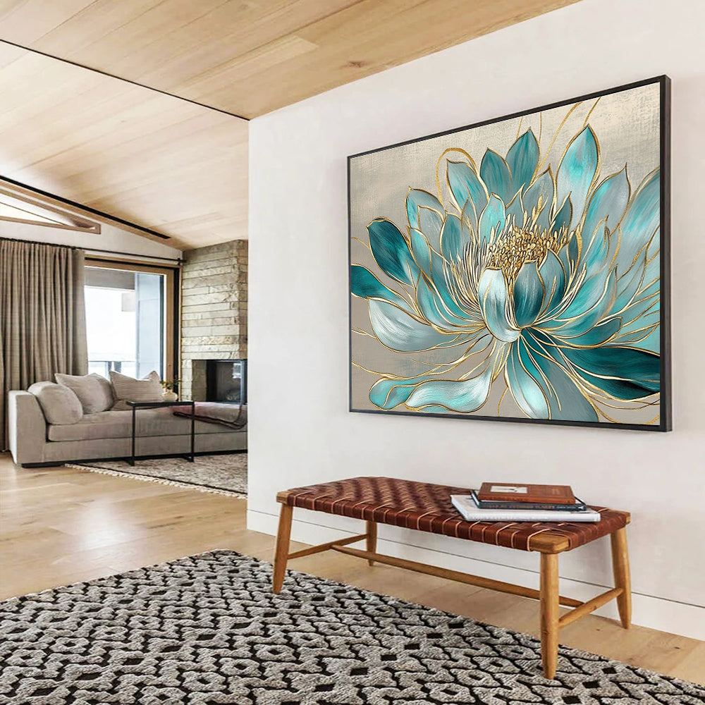 Blue Lotus with Gold - Elegance and Spirituality ABS015