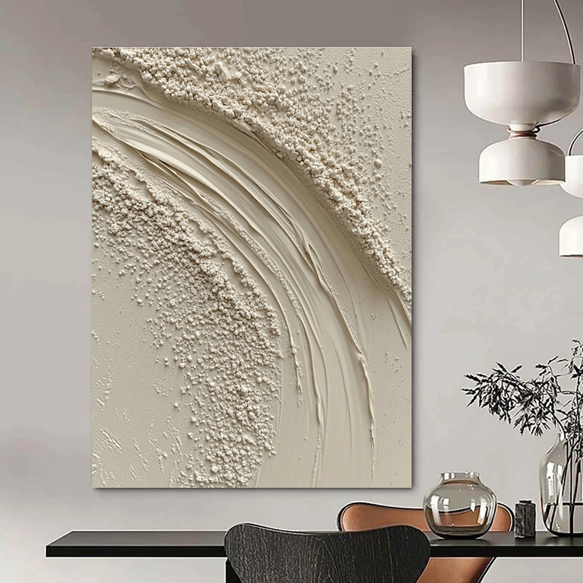 Cream Textured Abstract - Subtle Tactile Art GAB0415