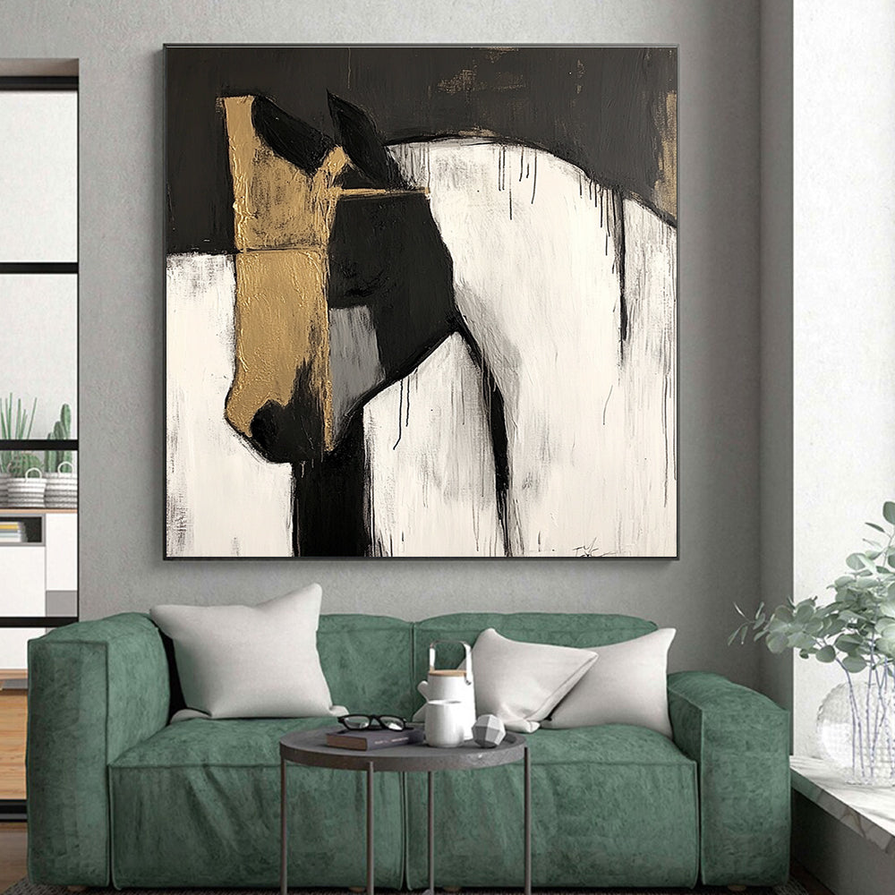 Abstract Horse Portrait Painting with Gold Accents WINK610