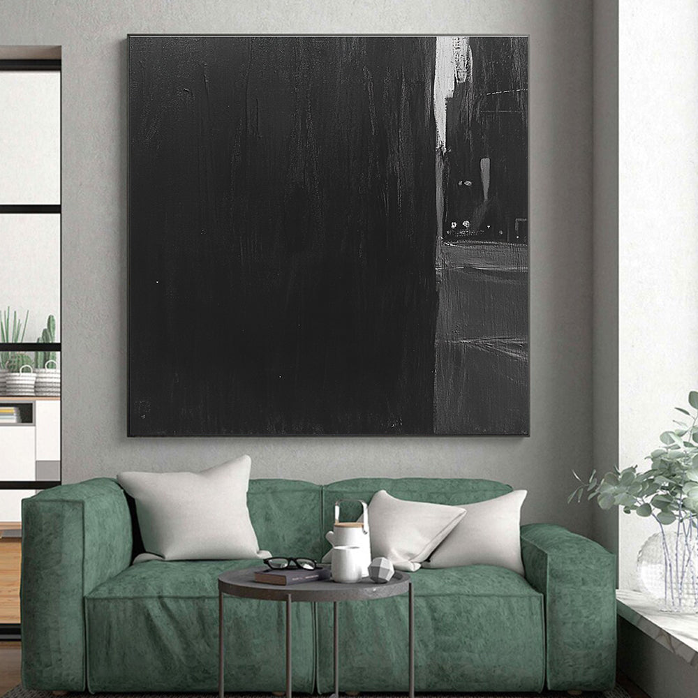 Dark Black Urban Alley Abstract Painting with Mysterious Ambiance WINK016