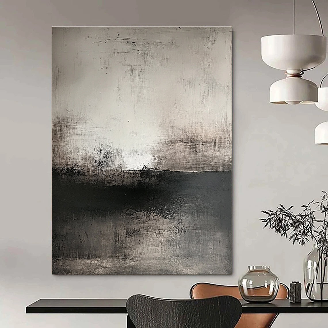 Gray Abstract Horizon - Subtle Landscape Abstract Art GAB0518