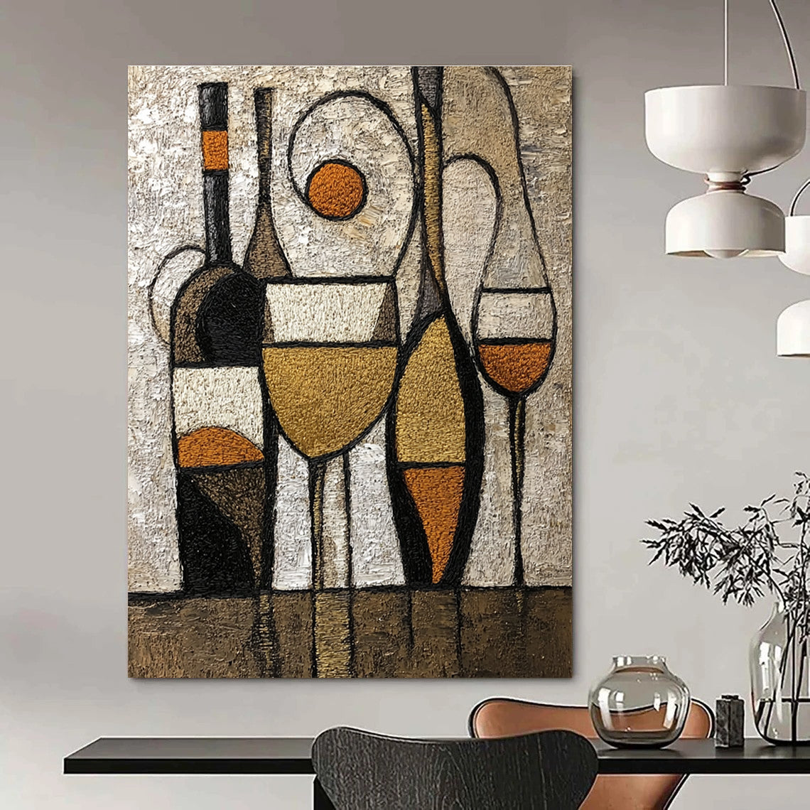Abstract Wine Still Life Painting for Sophisticated Wine Bars GAB0834