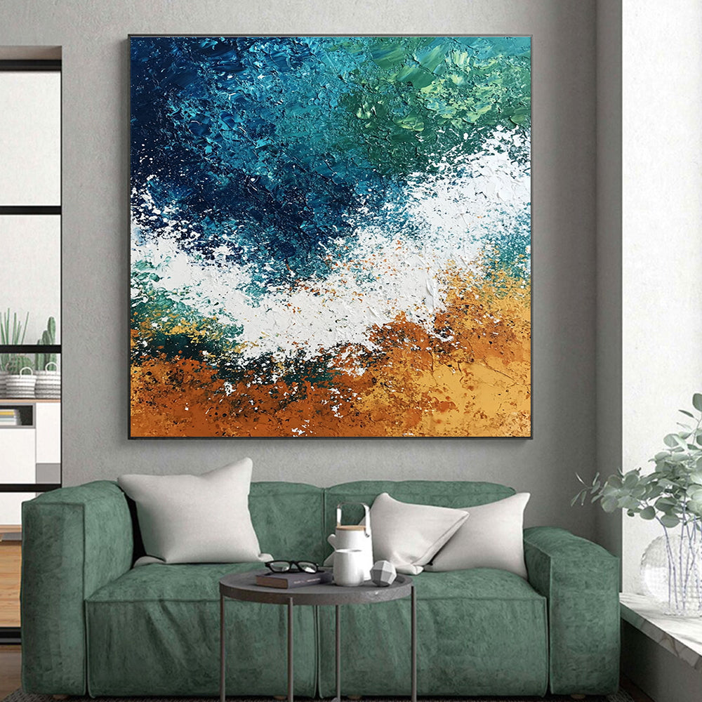 Textured Ocean Wave Abstract Painting with Dynamic Sea Energy WINK581