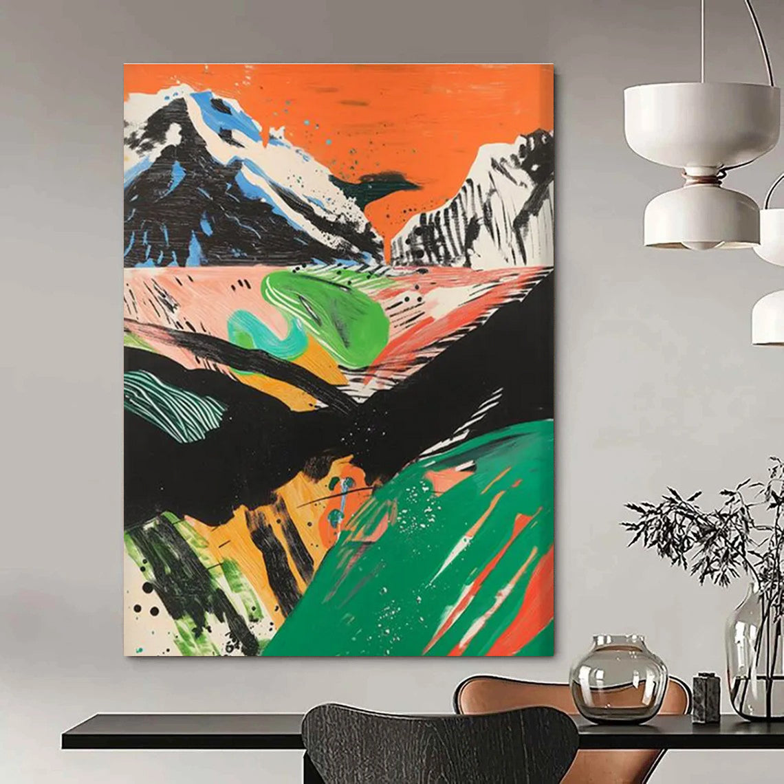 Colorful Mountain Landscape Abstract Painting for Adventure - Loving Homes HENG092