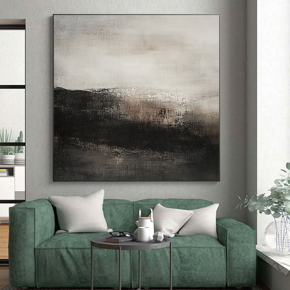 Gray - Black Abstract Landscape Painting with Mysterious Atmosphere WINK428