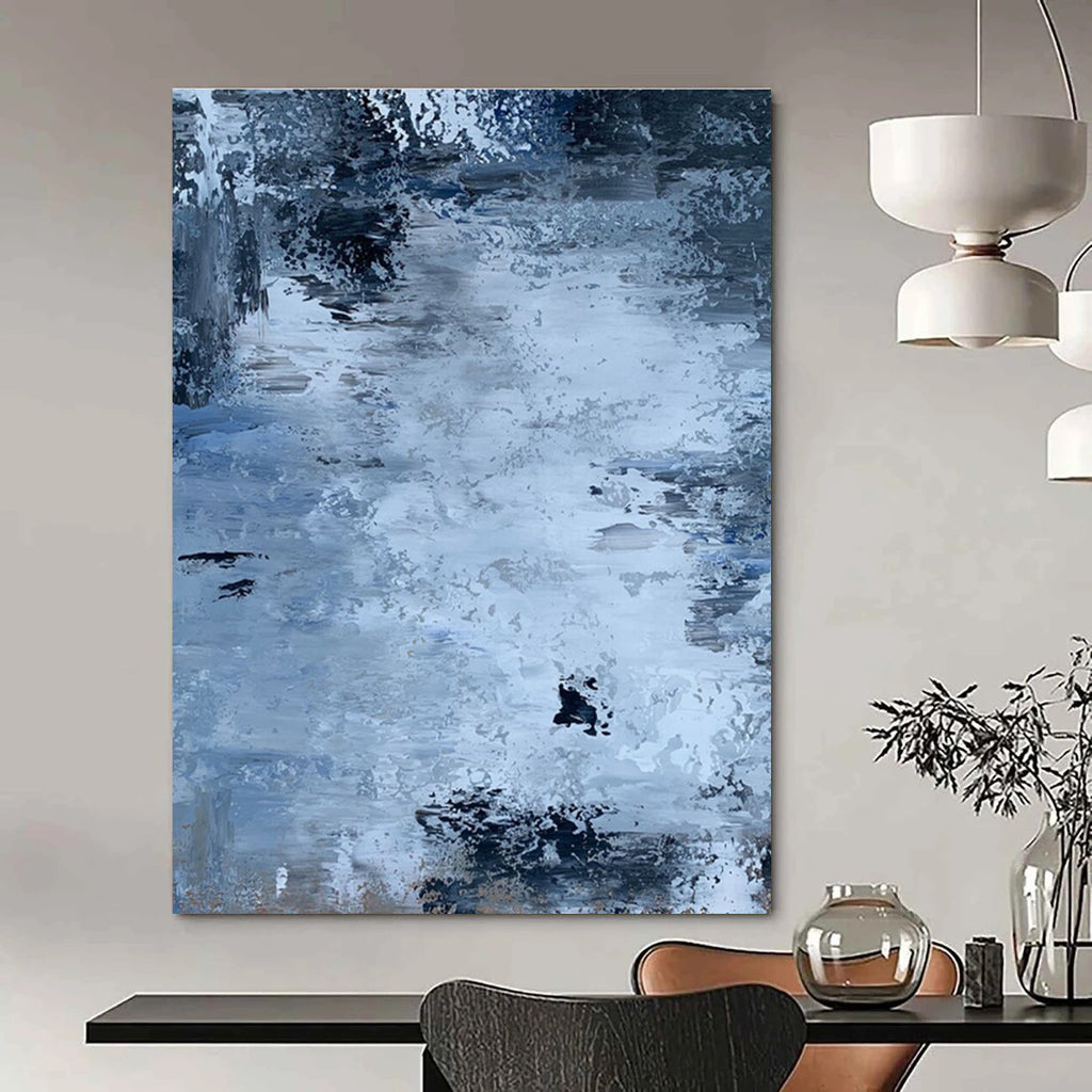 Subtle Blue - Gray Abstract Textures Painting for Calm Interiors HENG251