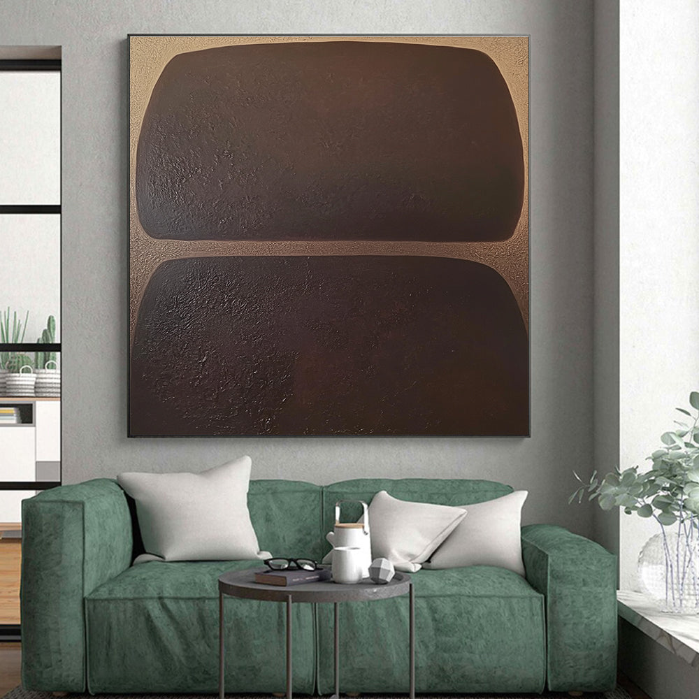Dark Rectangular Abstract Shapes Painting with Subtle Mystery WINK061