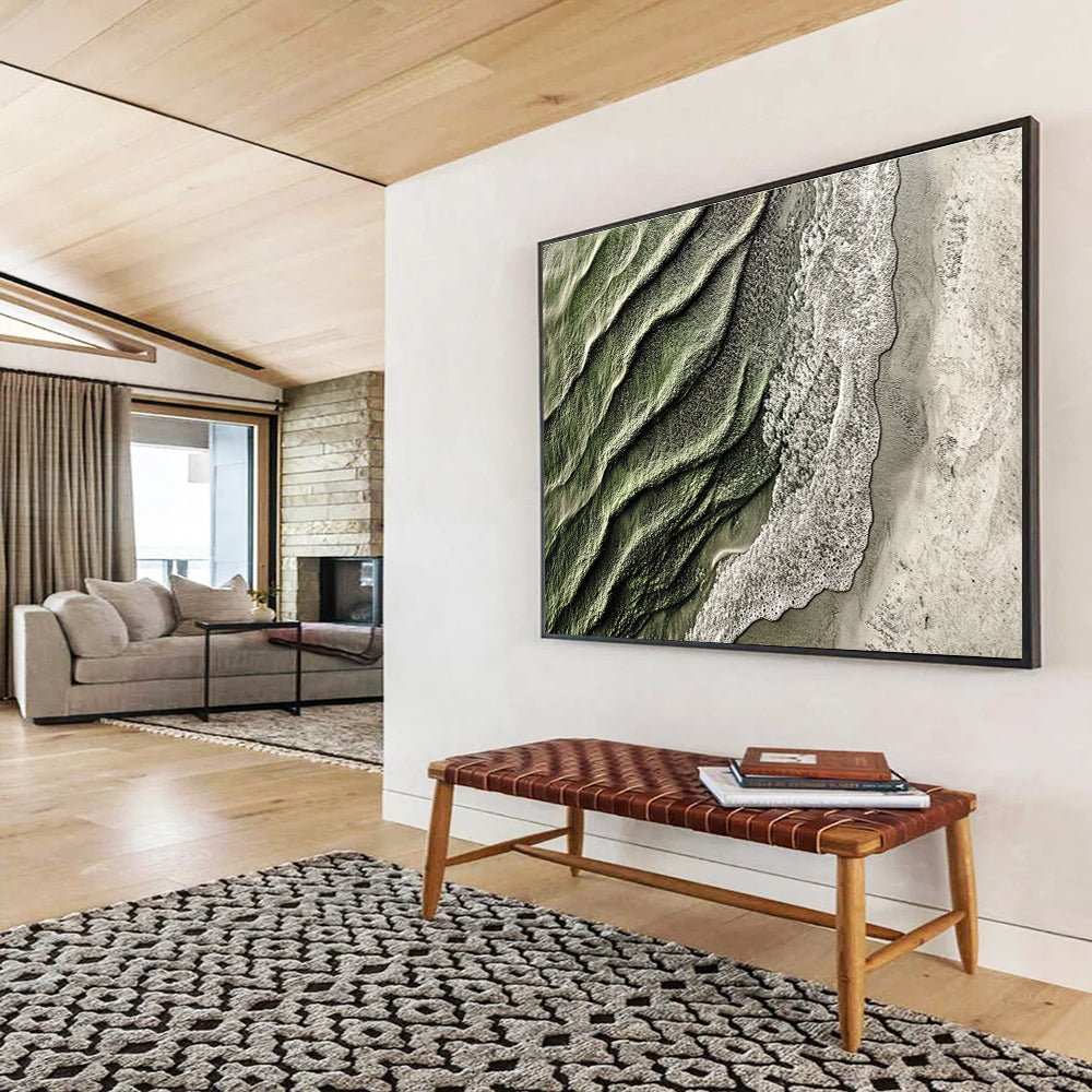 Aerial Beach Wave Patterns Abstract Painting with Natural Rhythms ABS574