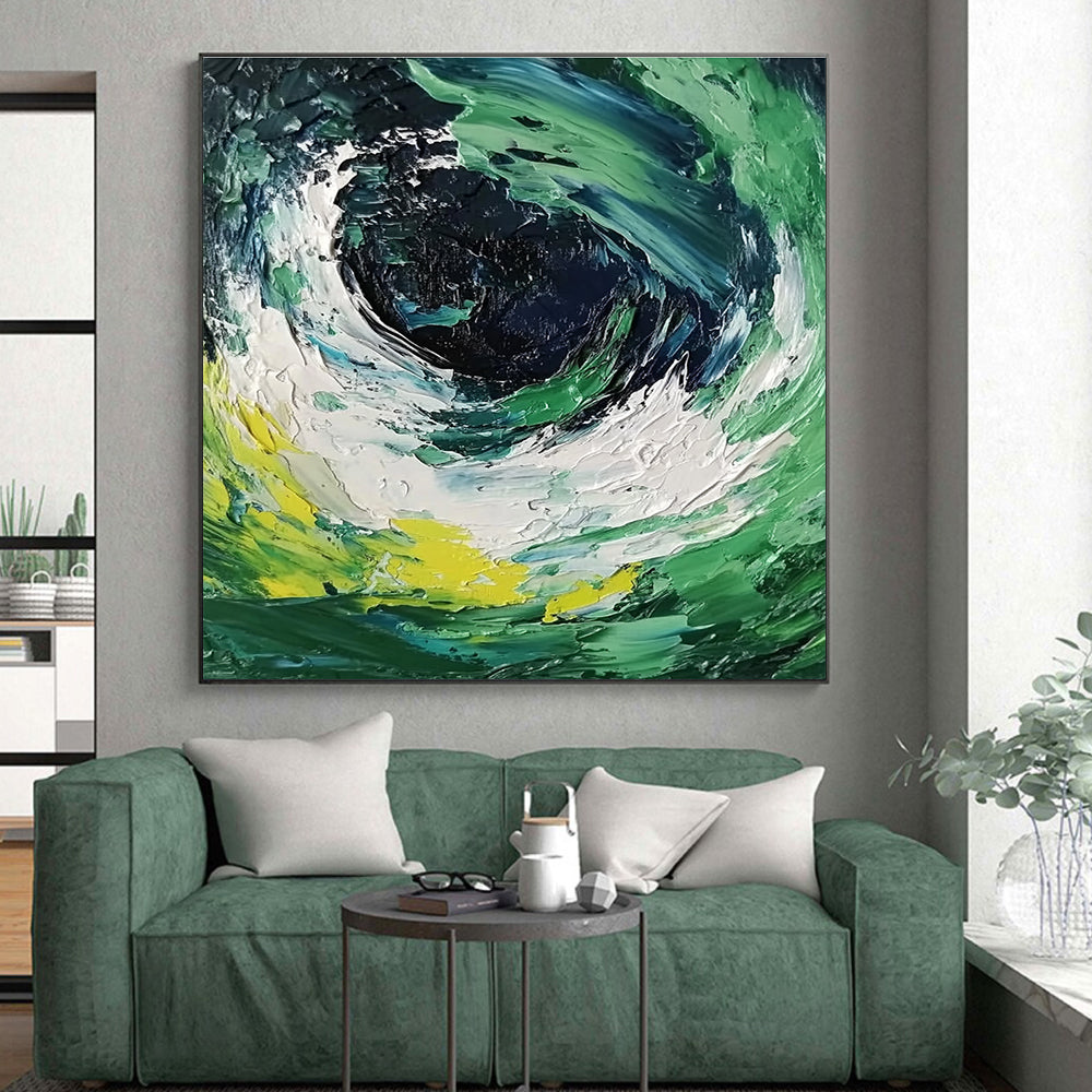 Green and Blue Swirl Abstract Painting with Dynamic Energy WINK070