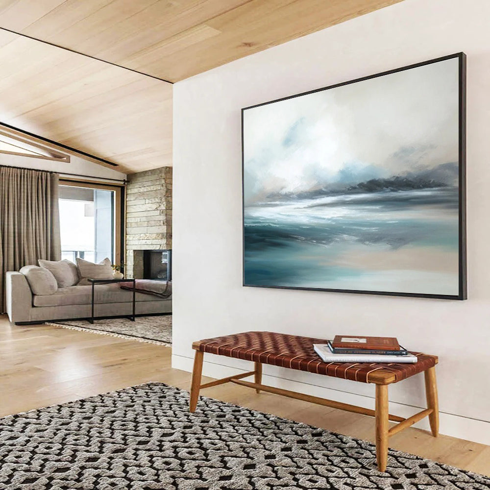 Calm Sea Abstract Serene Seascape Painting for Peaceful Retreats YHT046