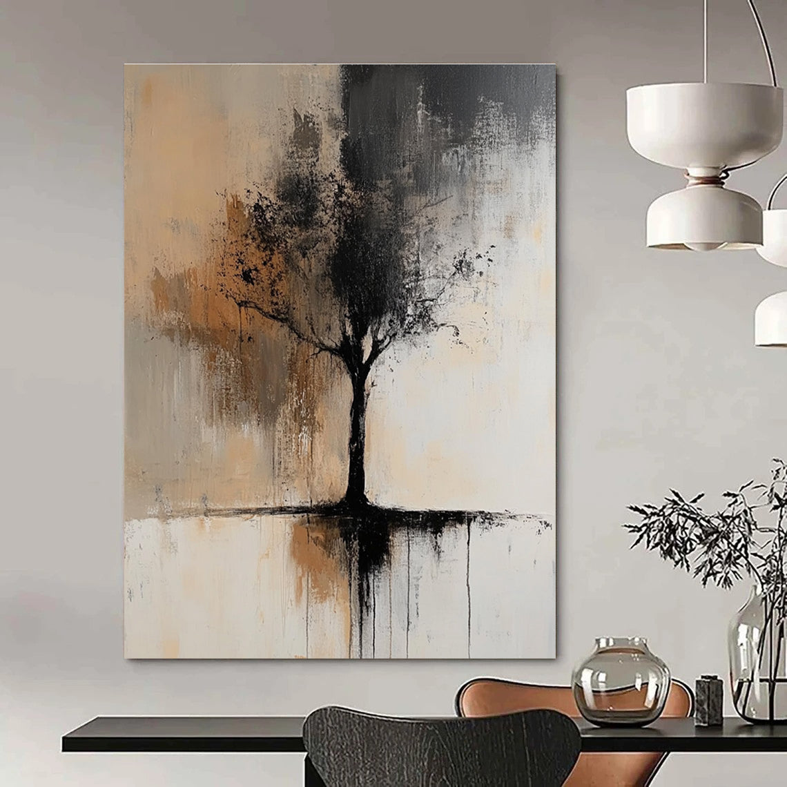 Black and Brown Tree Abstract Painting for Nature - Loving Studies GAB0978
