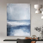 Gray and Blue Abstract Sea - Muted Coastal Abstract Art GAB0479