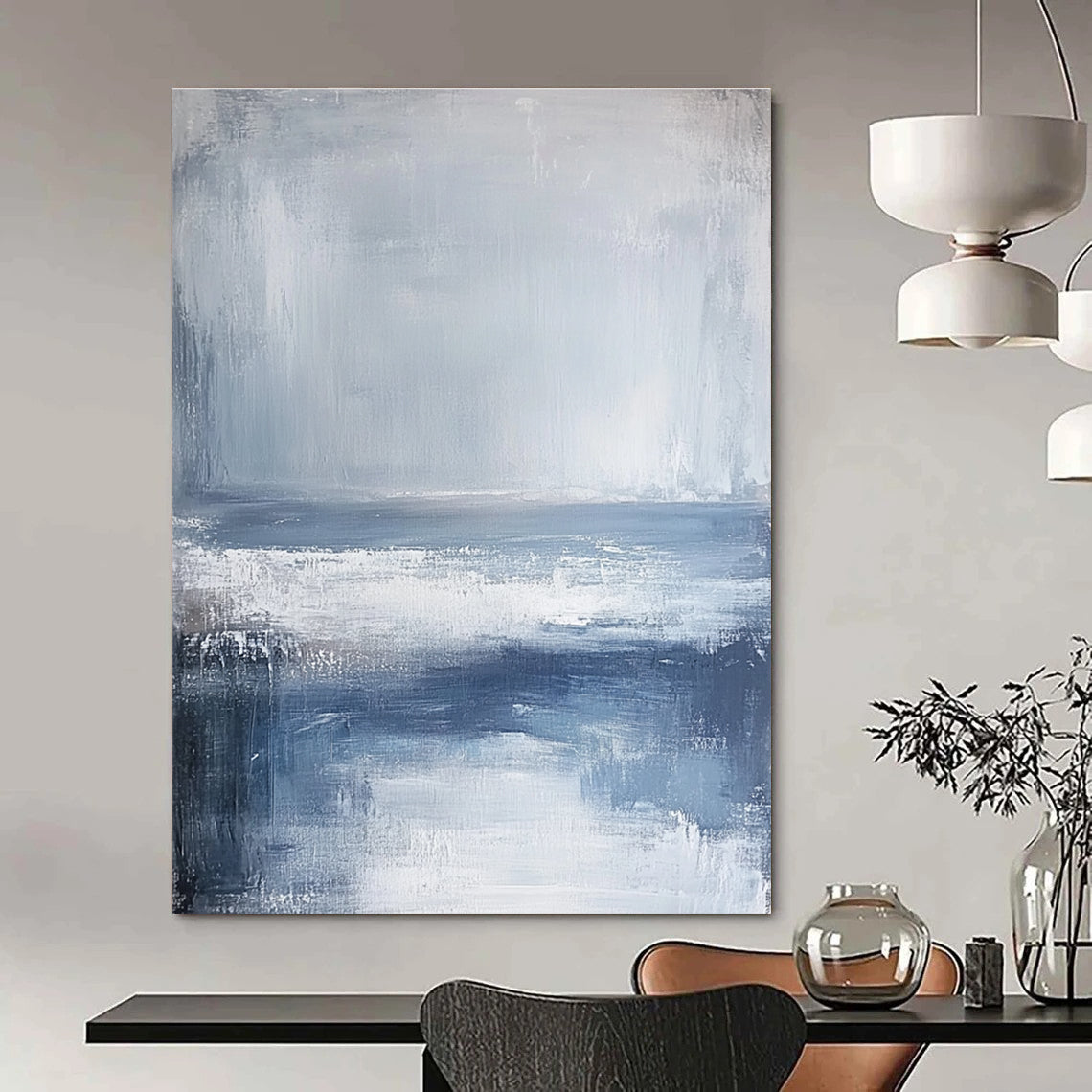 Gray and Blue Abstract Sea - Muted Coastal Abstract Art GAB0479