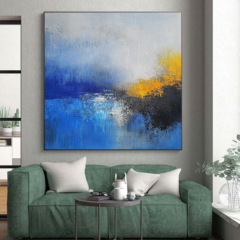 Blue - Yellow Abstract Landscape Painting with Dreamy Serenity WINK382