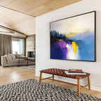 Colorful Lake Reflection Abstract Painting with Vibrant, Harmonious Reflections ABS475