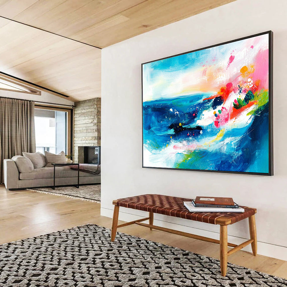 Colorful Sea and Sky Abstract Painting with Vivid, Expressive Brushstrokes ABS521