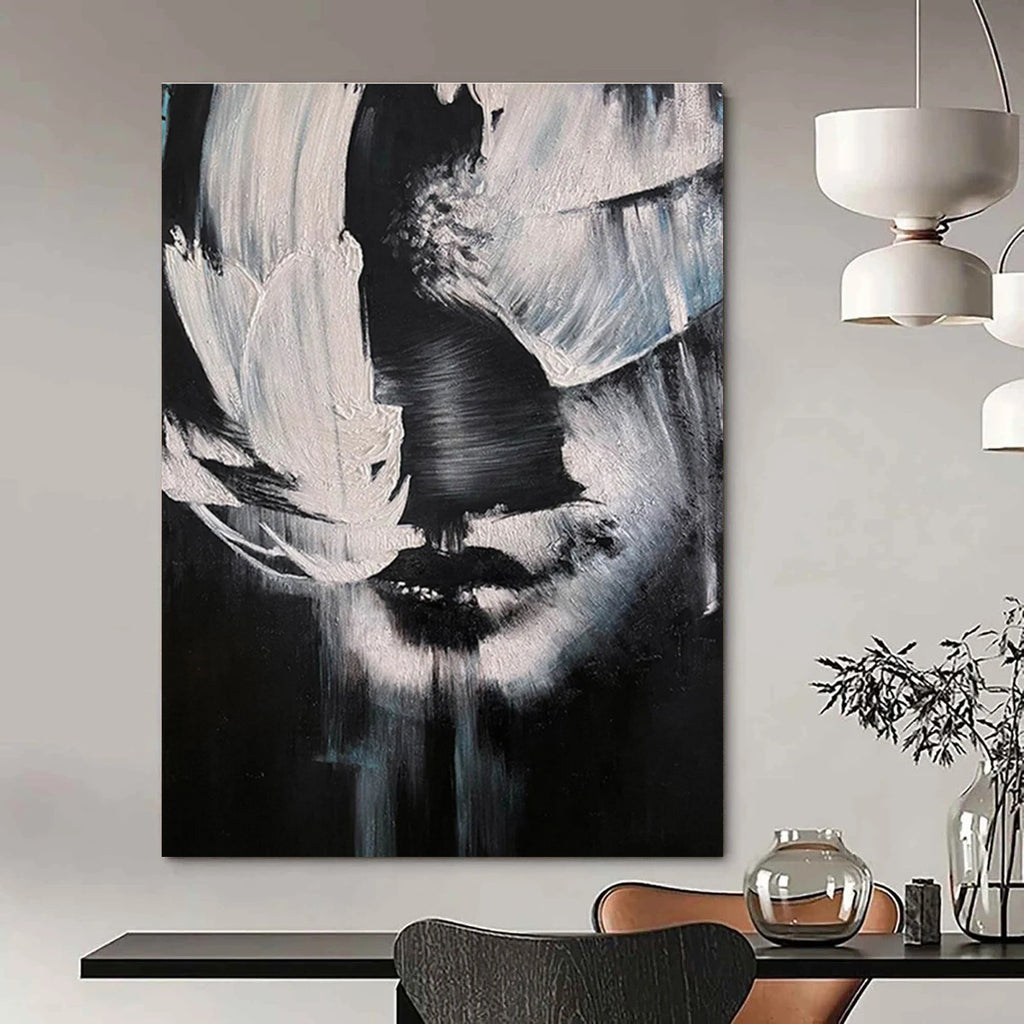 Black and White Abstract Face Painting for Contemporary Art Galleries HENG331