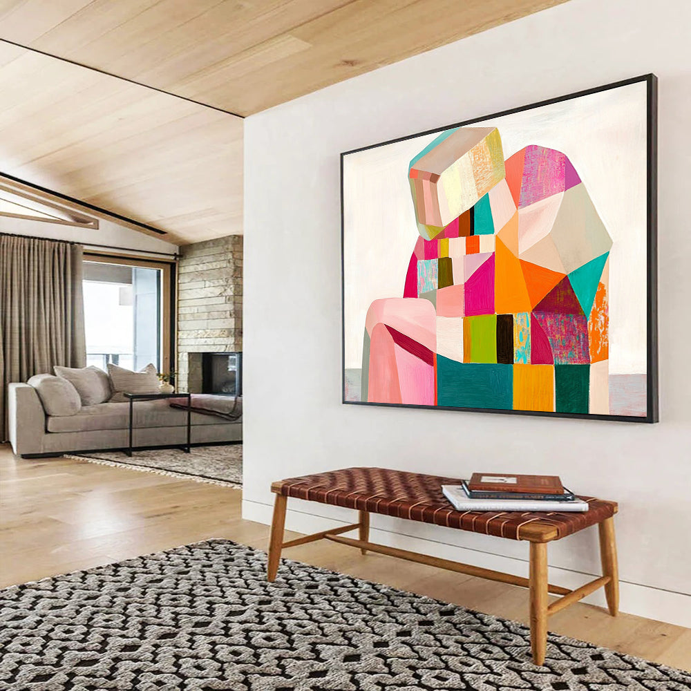 Colorful Geometric Figure Abstract Painting with Vibrant, Modern Shapes ABS512