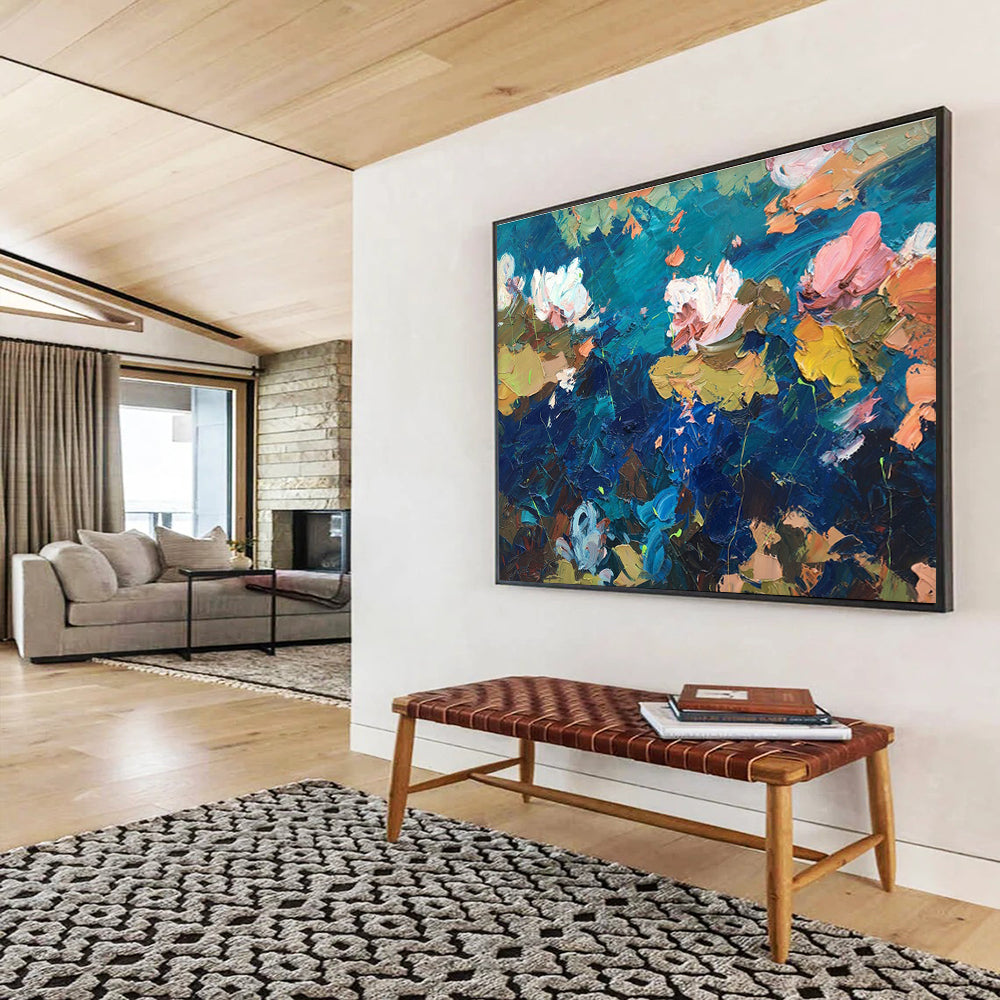 Water Lilies Abstract Painting for Modern Spa Retreats YHT482