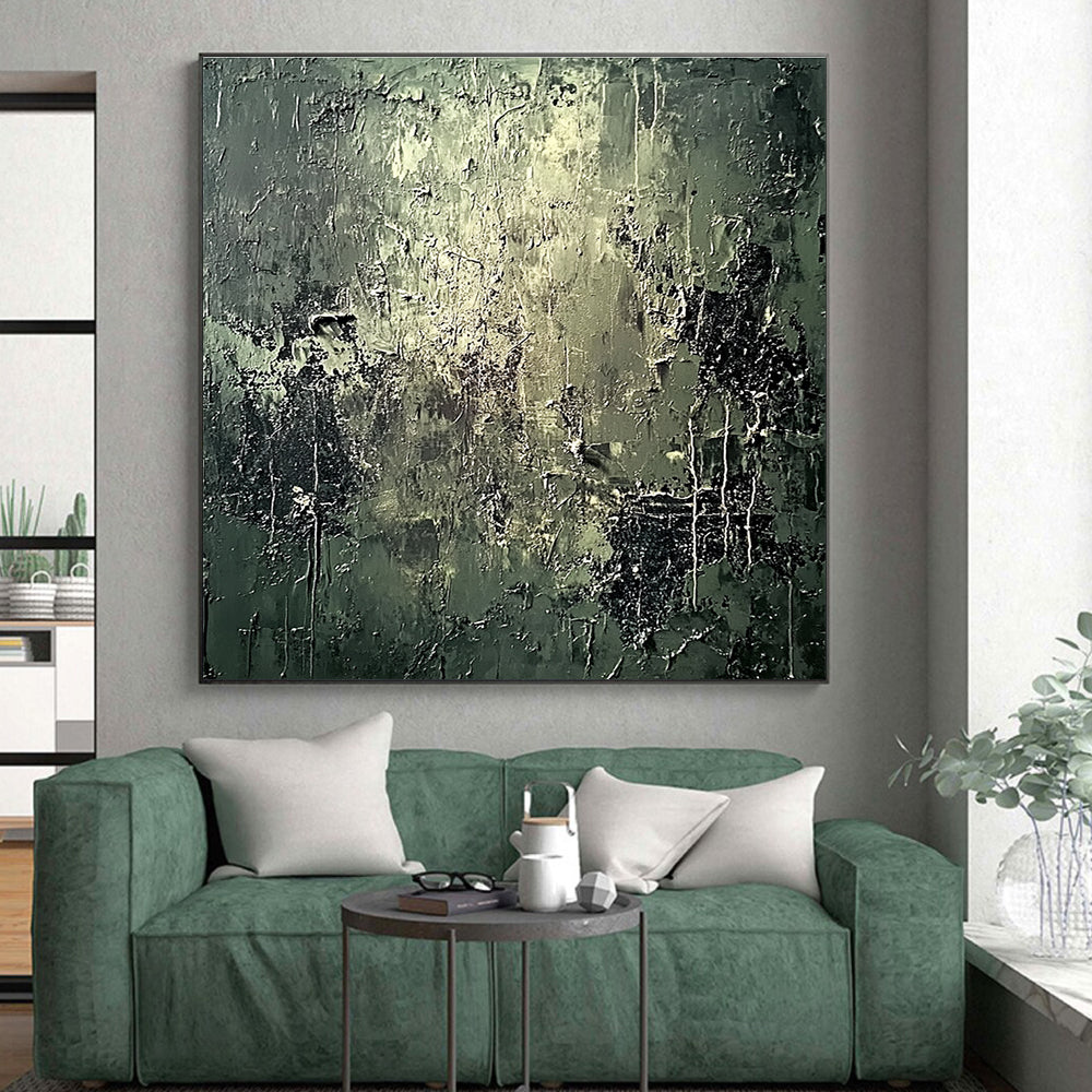 Dark Textured Abstract Painting with Mysterious Depth WINK585