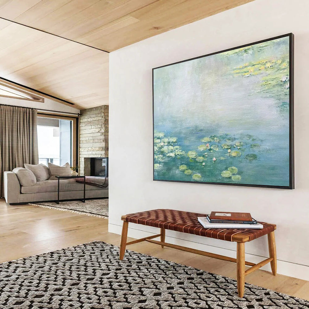 Water Lily Abstract Painting for Tranquil Spa Retreats YHT391