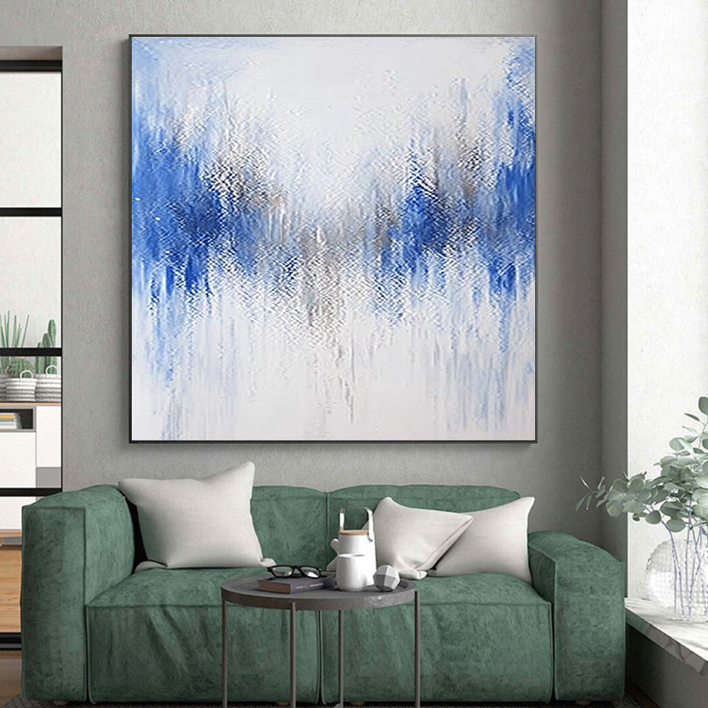 Blue - Silver Abstract Symmetry Painting with Balanced Grace WINK392