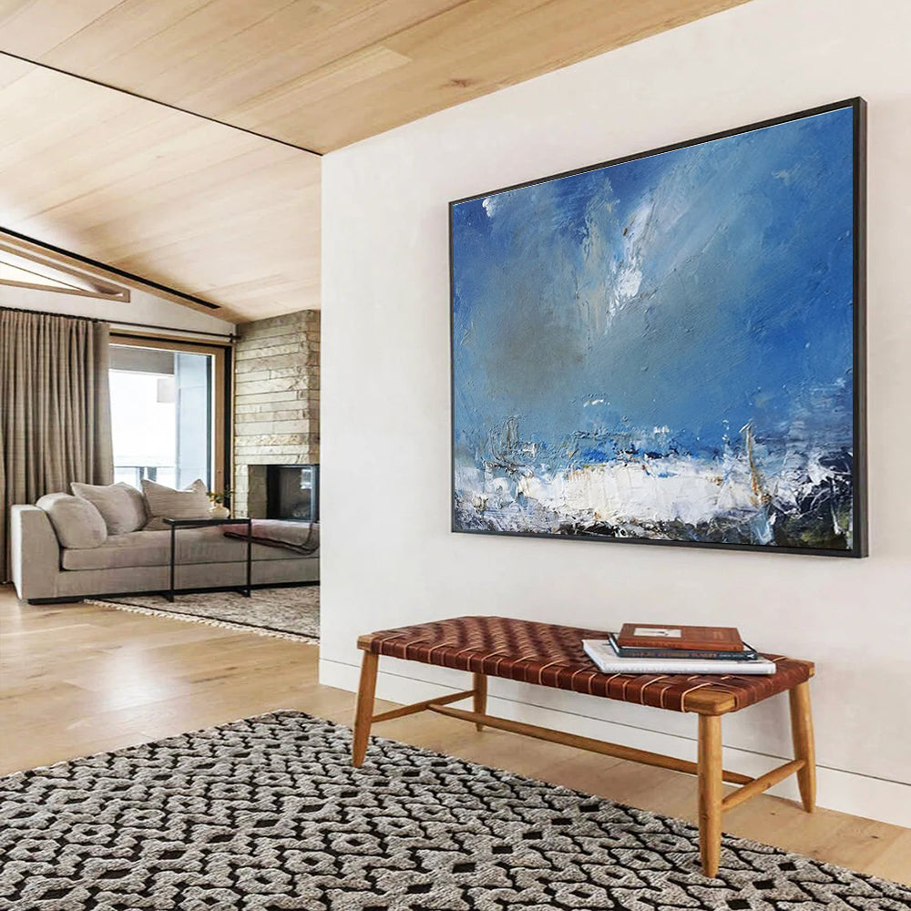 Blue Sea and Sky Abstract Painting for Coastal Ambiance YHT030
