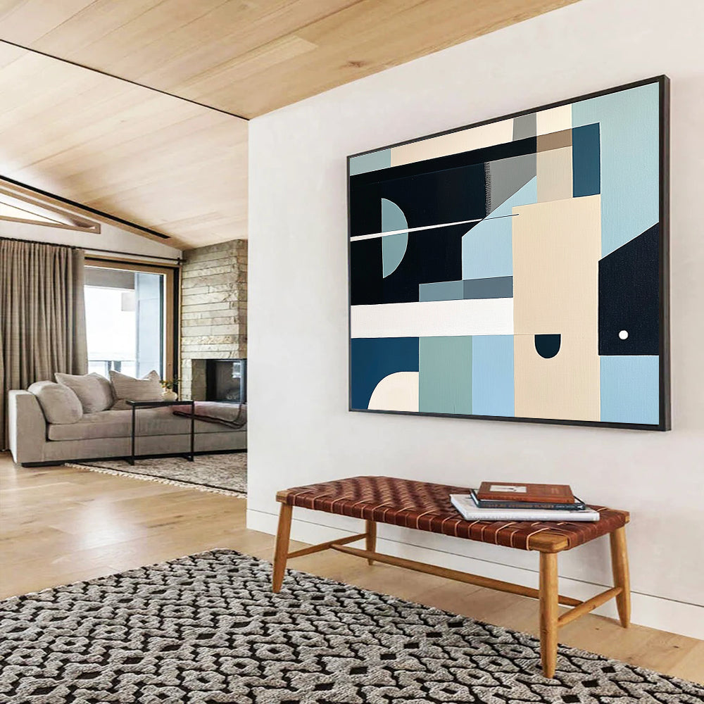 Cool - Toned Geometric Abstract  Modern Precision ABS103