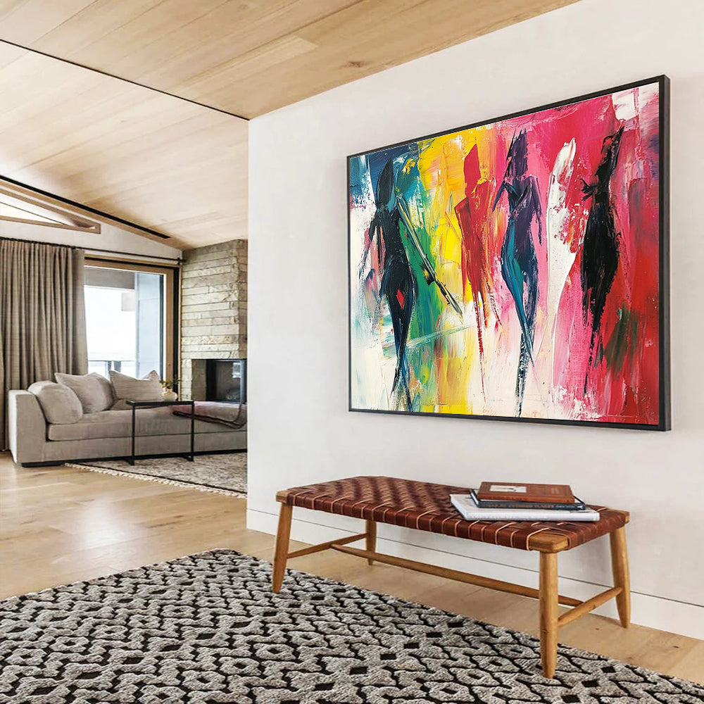 Colorful Figure with Expressive Brushstrokes Abstract Painting ABS347
