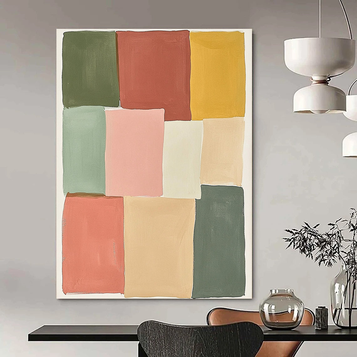 Pastel Color Block Abstract Cheerful Abstract Painting for Light - Filled Spaces GAB1407