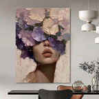 Woman with Purple Floral Veil Painting for Romantic Interiors HENG329