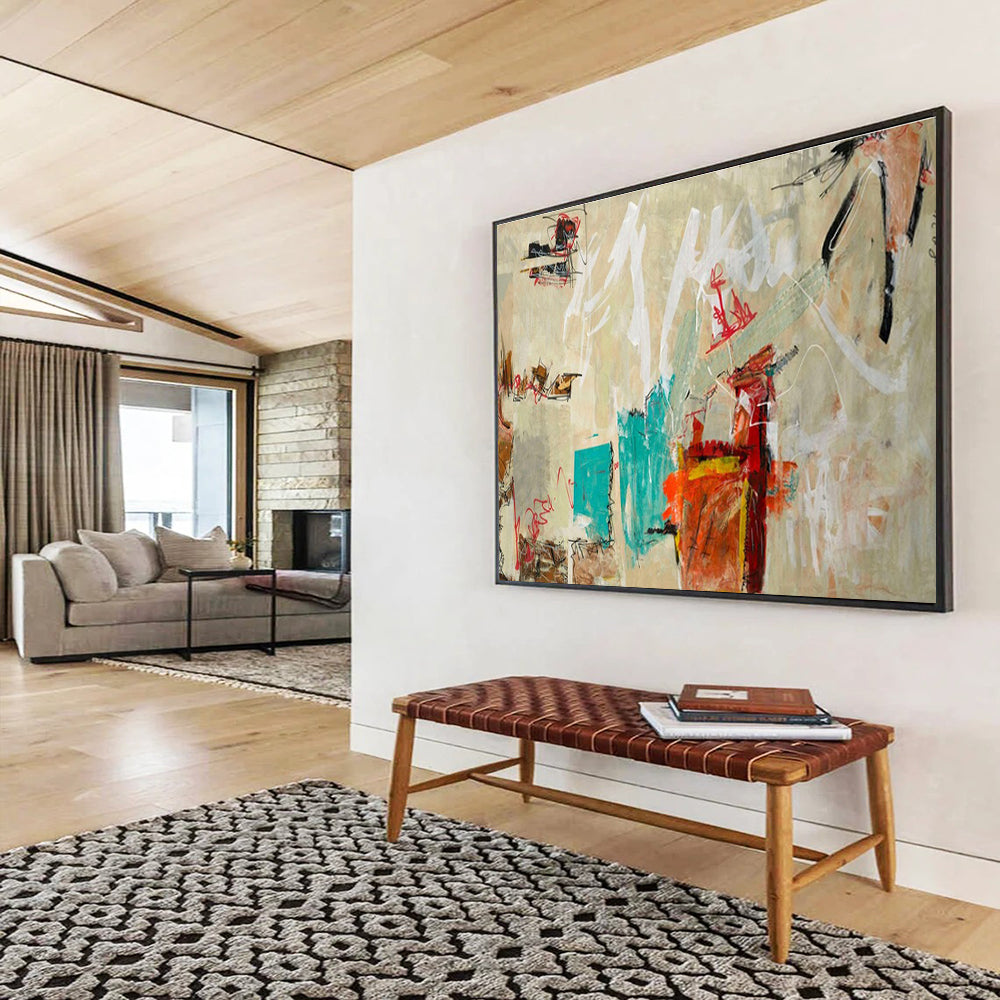 Neutral Tones Abstract Painting for Minimalist Living Rooms YHT238